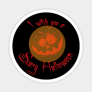 I Witch You a Scary Halloween Orange Spooky Creepy Smile Magnet